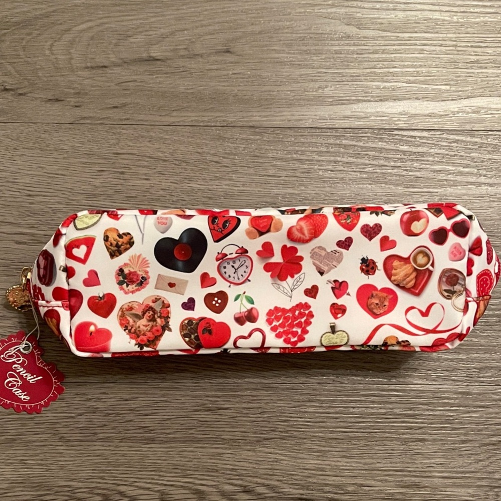 Urban Outfitters Red & White Heart-Print Pencil Case